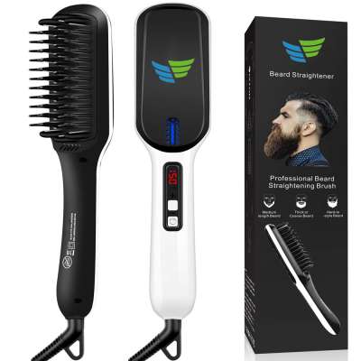 portable beard straightener ionic hair straightening brush beard with anti-scald