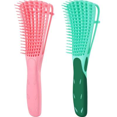 2020 New Kinky Wavy Wet Dry Long Thick Curly Detangler Comb Detangling Brush Hair for Textured 3a to 4c Nature Hair